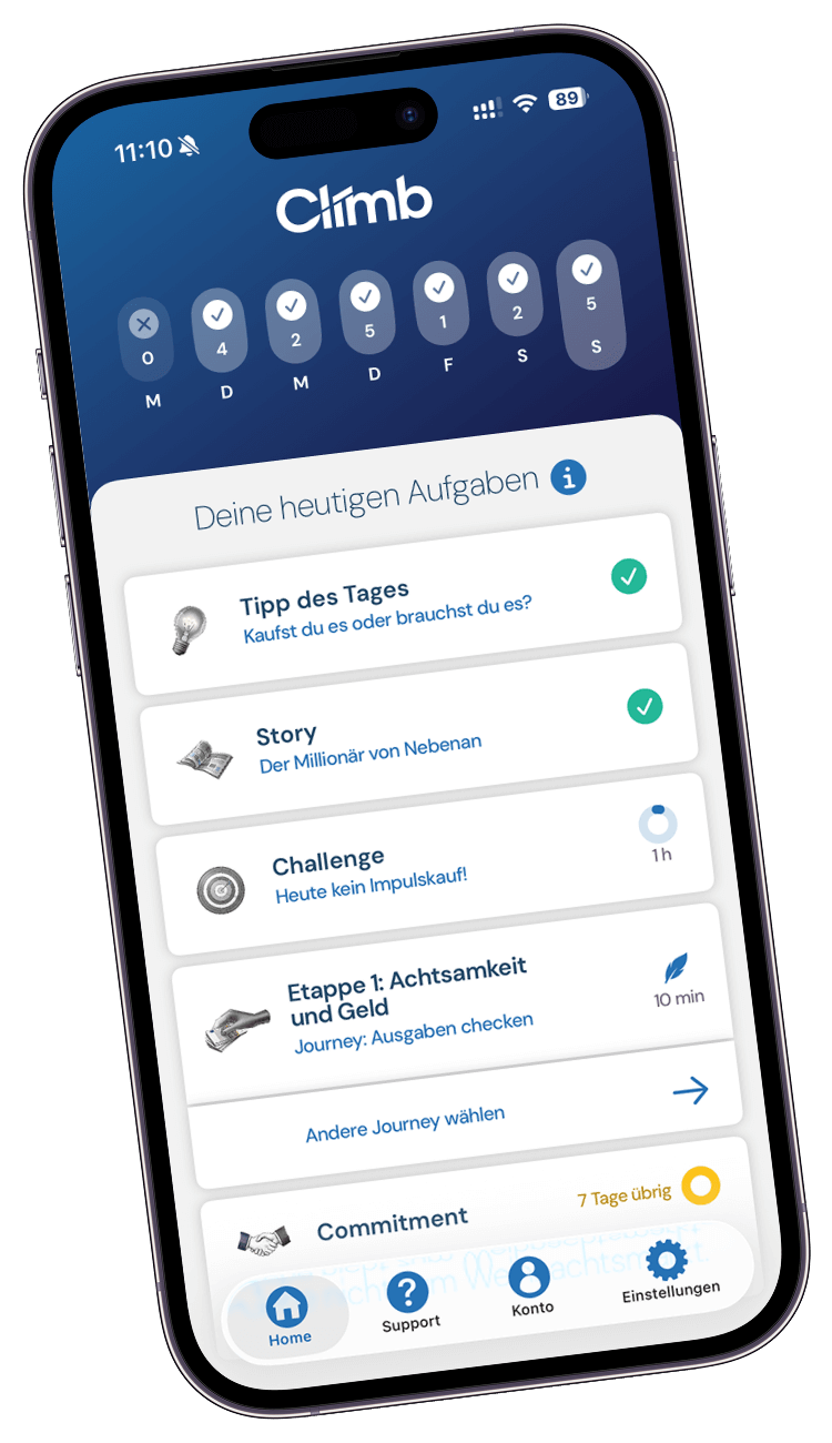 climb app auf handy-bildschirm